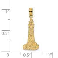 14K Flat and Textured Lighthouse Charm-K7378