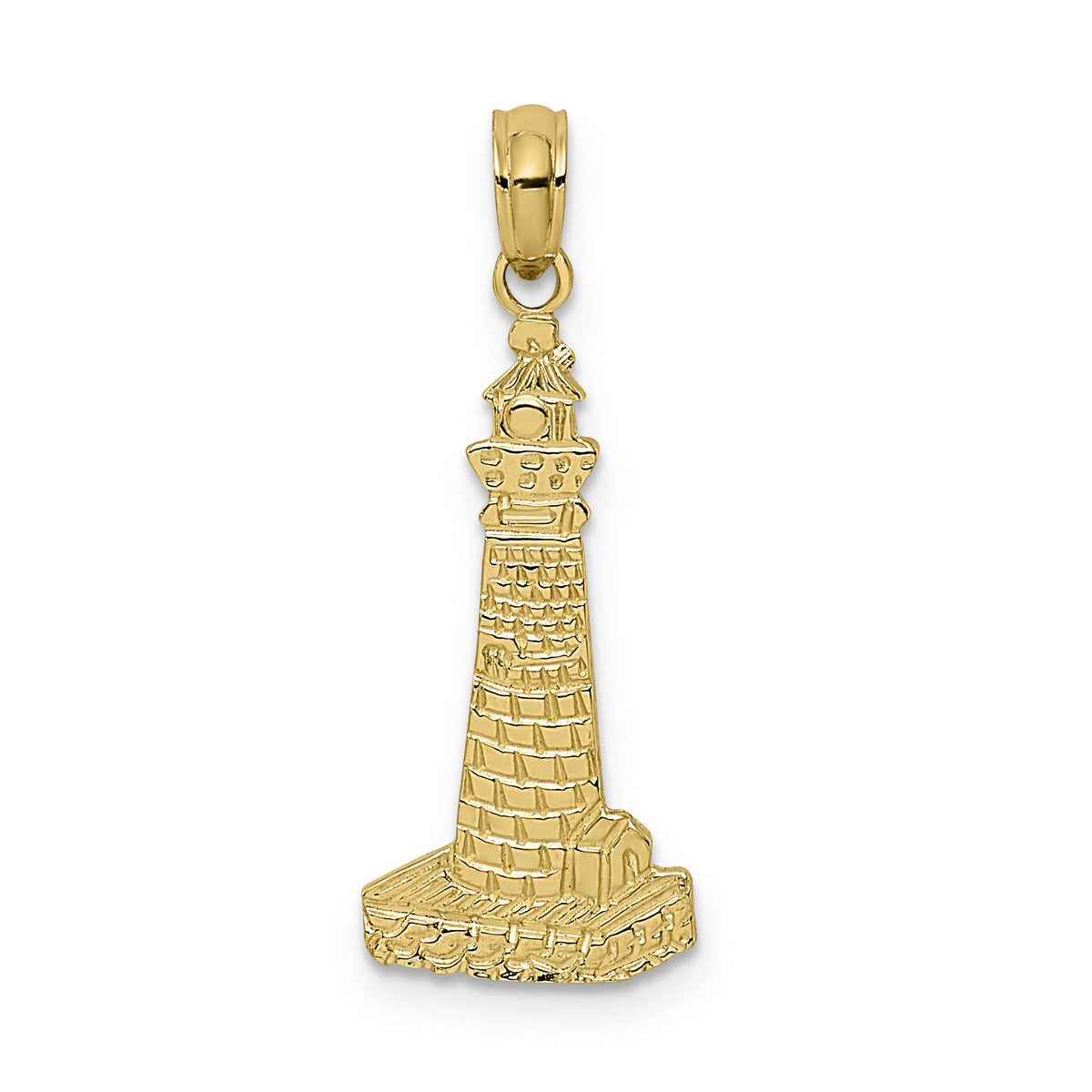 14K Flat and Textured Lighthouse Charm-K7378