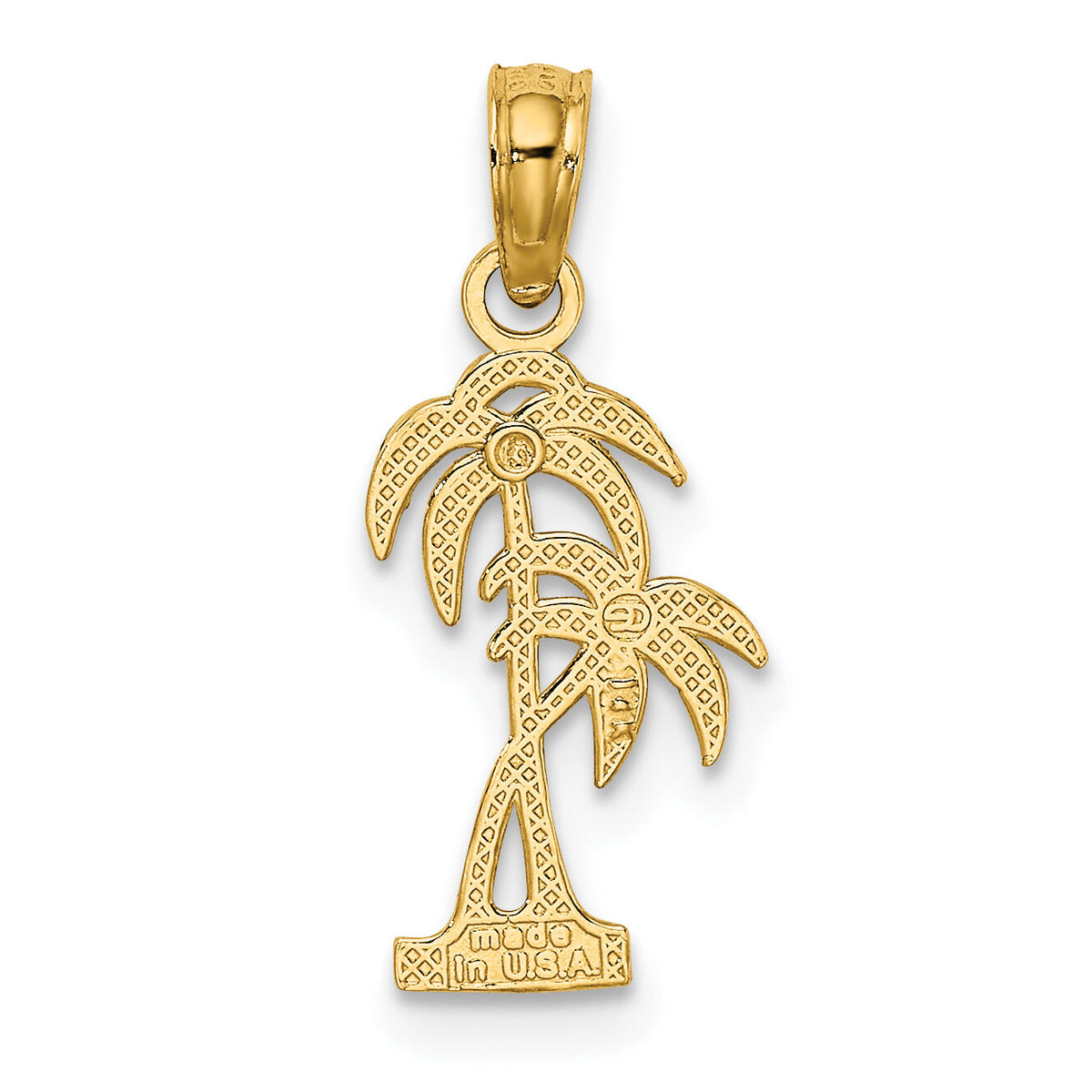 14K Textured Double Palm Tree Charm-K7392