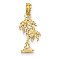 14K Textured Double Palm Tree Charm-K7392