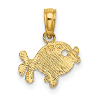 14K Flat Engraved Playful Fish Charm-K7399