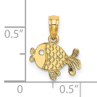 14K Flat Engraved Playful Fish Charm-K7399
