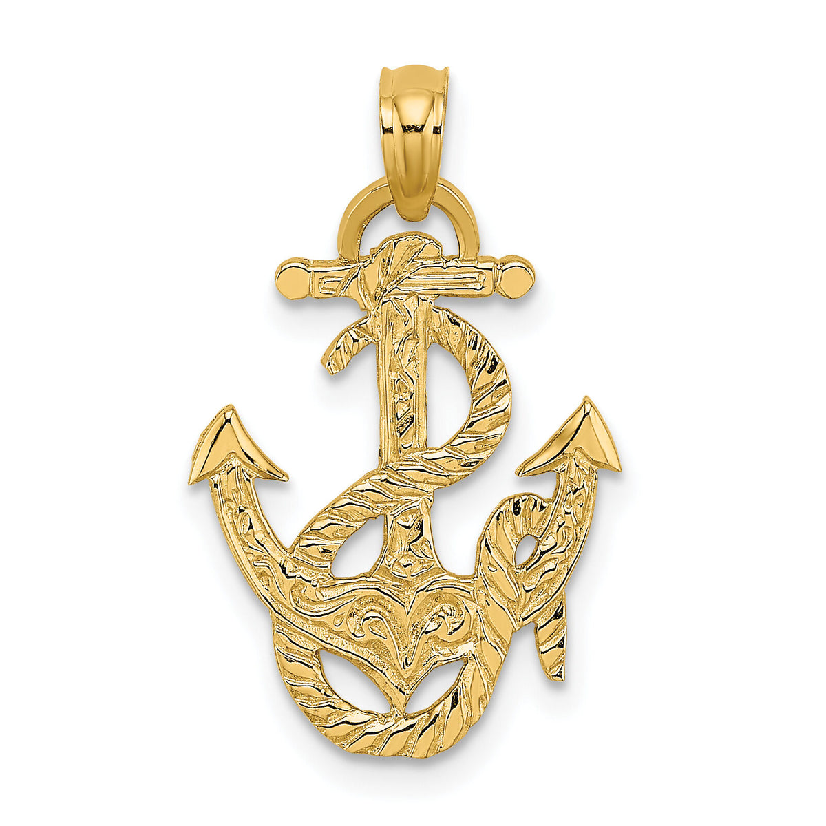 14K Polished Anchor and Rope Charm-K7401
