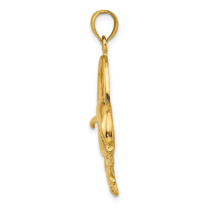 14K Dolphin Jumping Through Hoop Charm-K7403