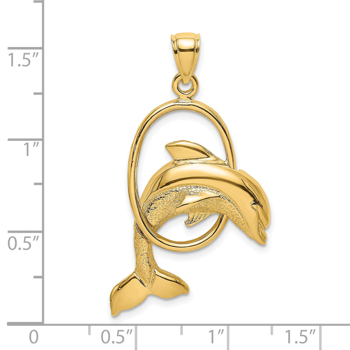 14K Dolphin Jumping Through Hoop Charm-K7403