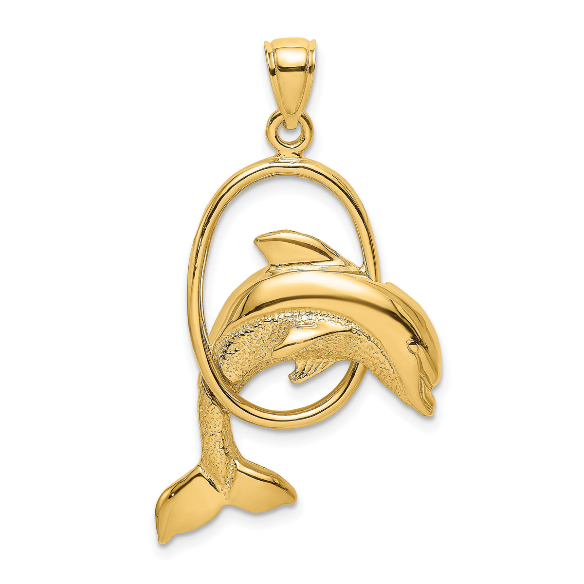 14K Dolphin Jumping Through Hoop Charm-K7403