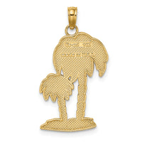 14K 2-D Textured Double Palm Trees Charm-K7406
