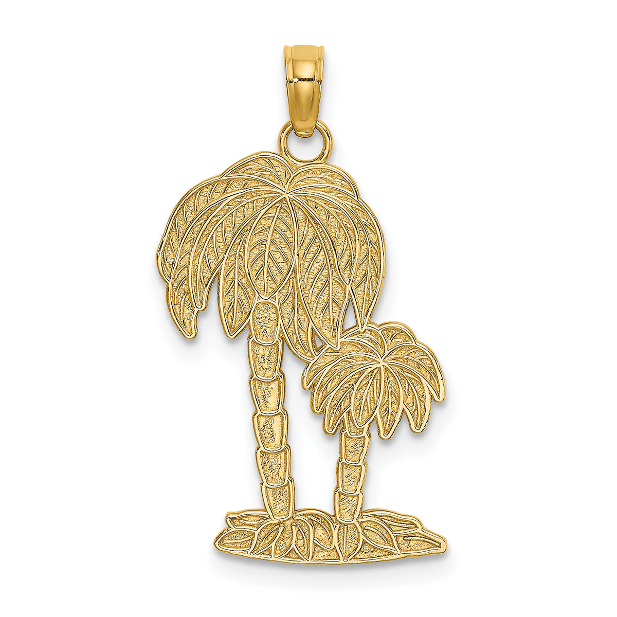 14K 2-D Textured Double Palm Trees Charm-K7406