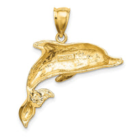 14K 2-D Polished and Textured Dolphin Charm-K7411