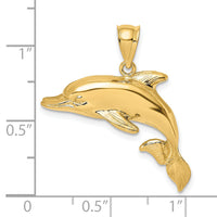 14K 2-D Polished and Textured Dolphin Charm-K7411