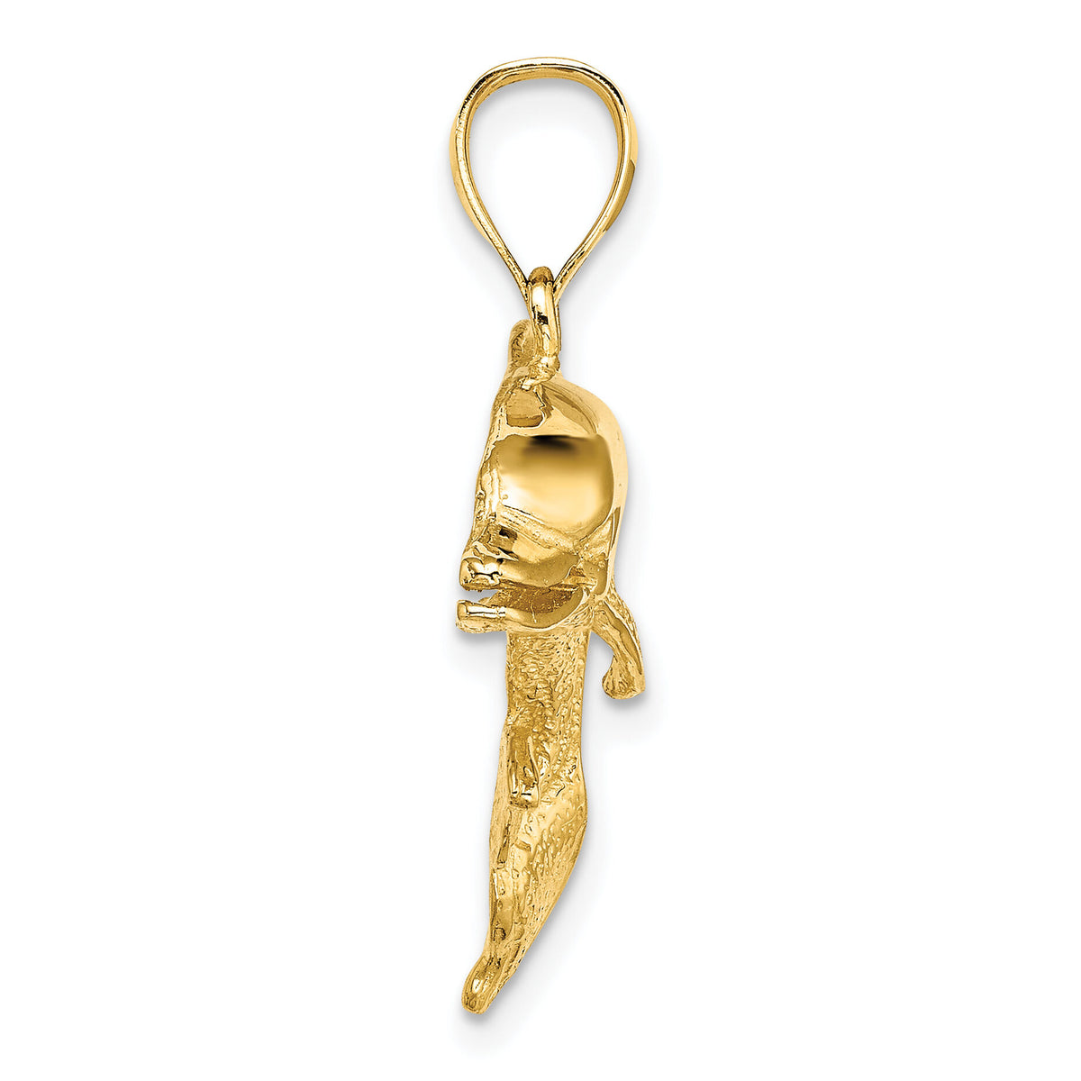 14K Polished and Textured Open Mouth Dolphin Charm-K7413