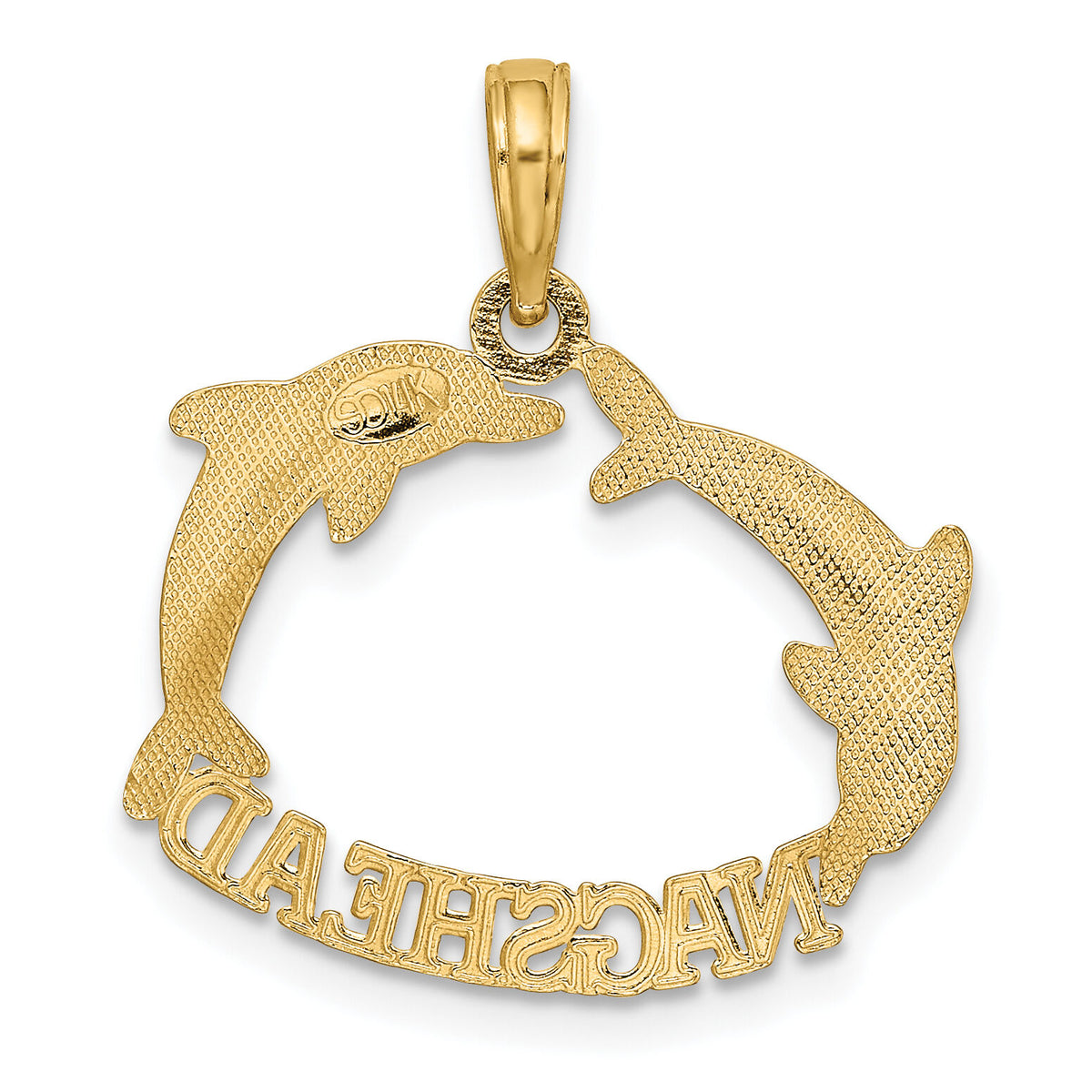 14K Polished NAGS HEAD w/ Jumping Dolphins Charm-K7414