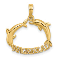 14K Polished NAGS HEAD w/ Jumping Dolphins Charm-K7414