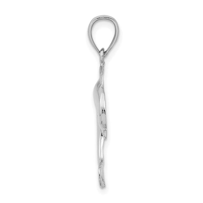 14K White Gold Polished Jumping Dolphin Charm-K7415W