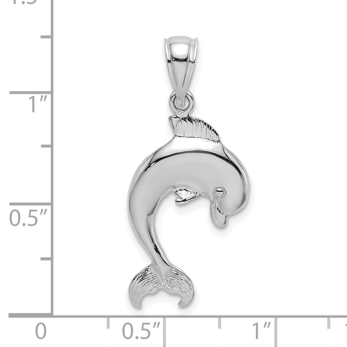 14K White Gold Polished Jumping Dolphin Charm-K7415W