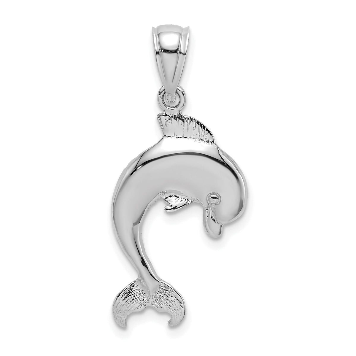 14K White Gold Polished Jumping Dolphin Charm-K7415W