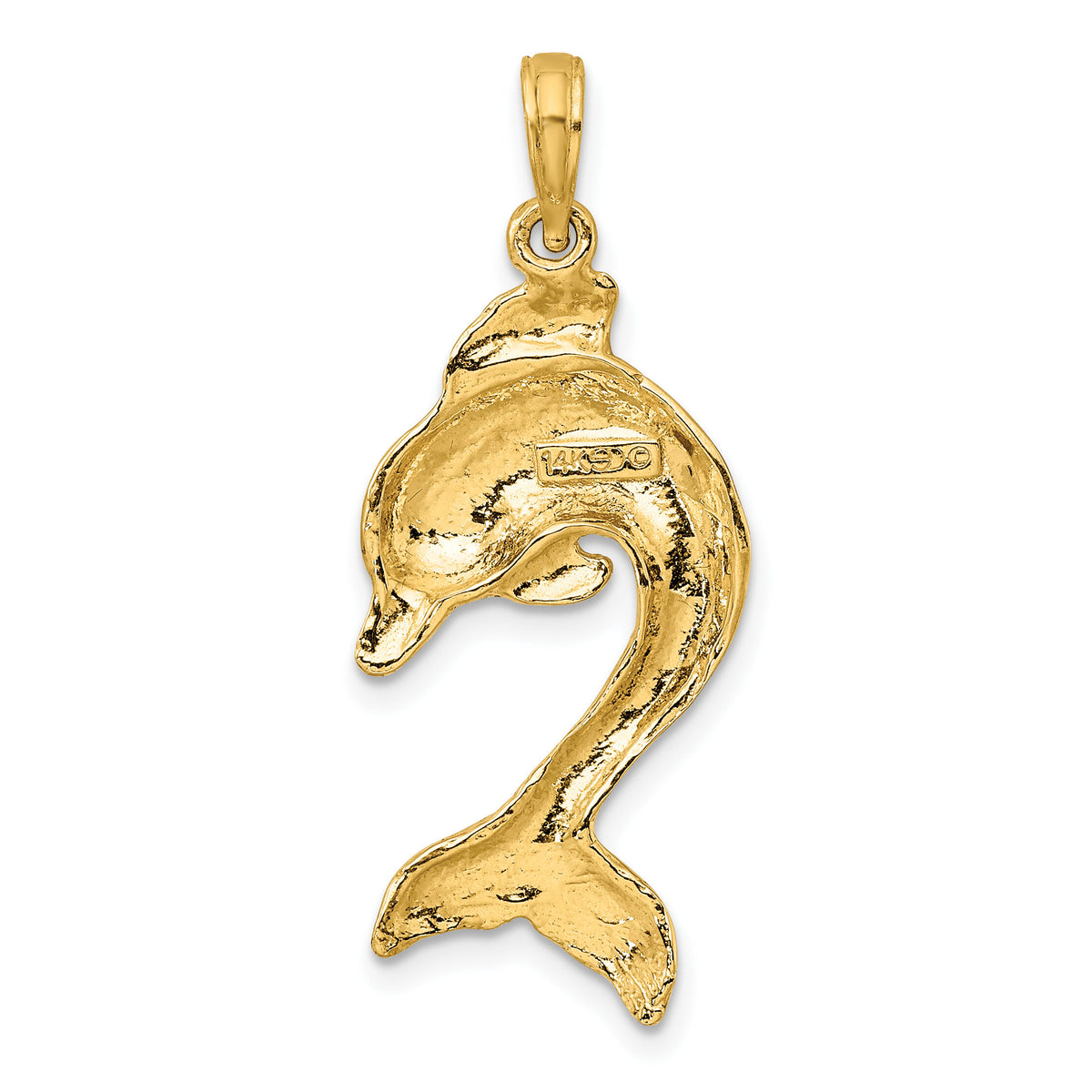14K 2-D Polished Dolphin Jumping Charm-K7416