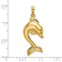 14K 2-D Polished Dolphin Jumping Charm-K7416