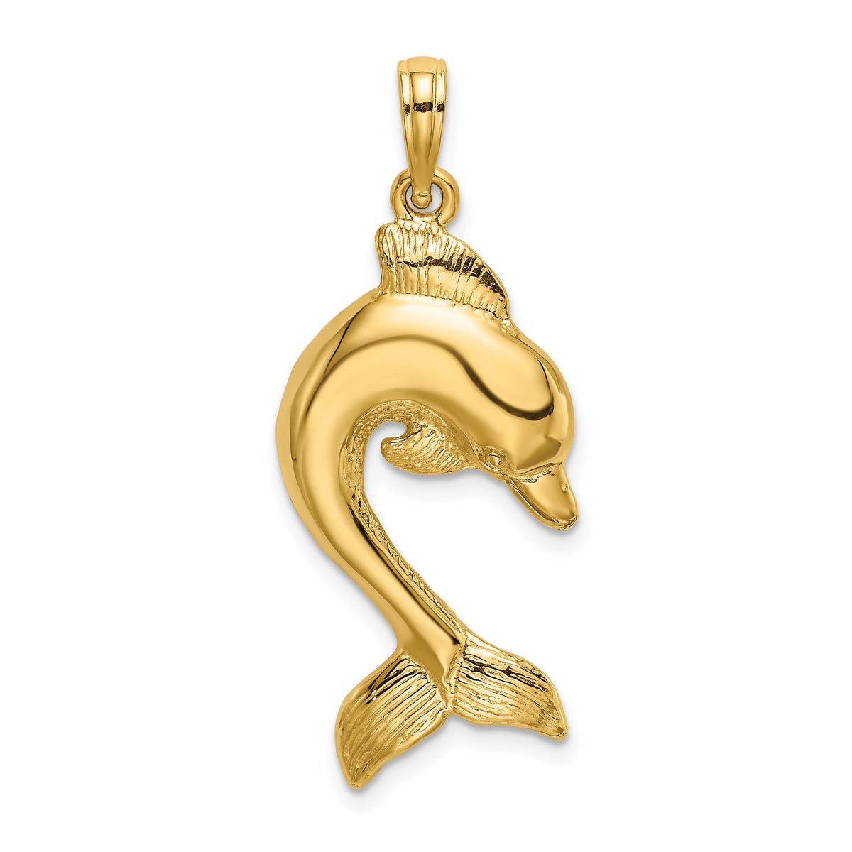 14K 2-D Polished Dolphin Jumping Charm-K7416