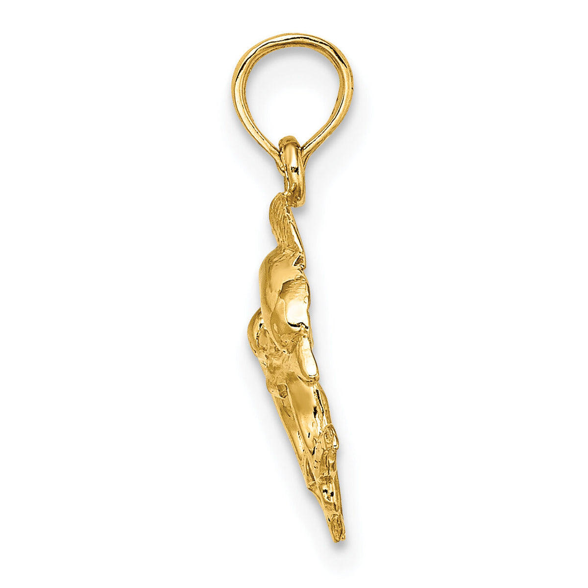14K Polished 2-D Mini Double Dolphins Charm-K7417