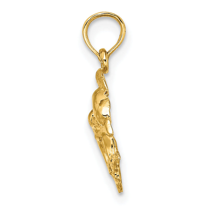 14K Polished 2-D Mini Double Dolphins Charm-K7417