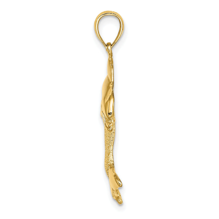14K 2-D Polished Dolphin Jumping Charm-K7418