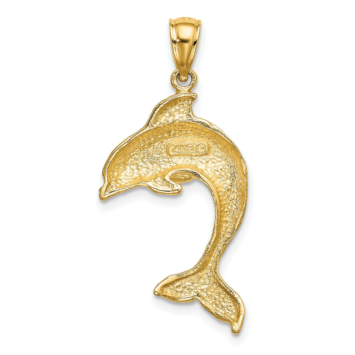 14K 2-D Polished Dolphin Jumping Charm-K7418