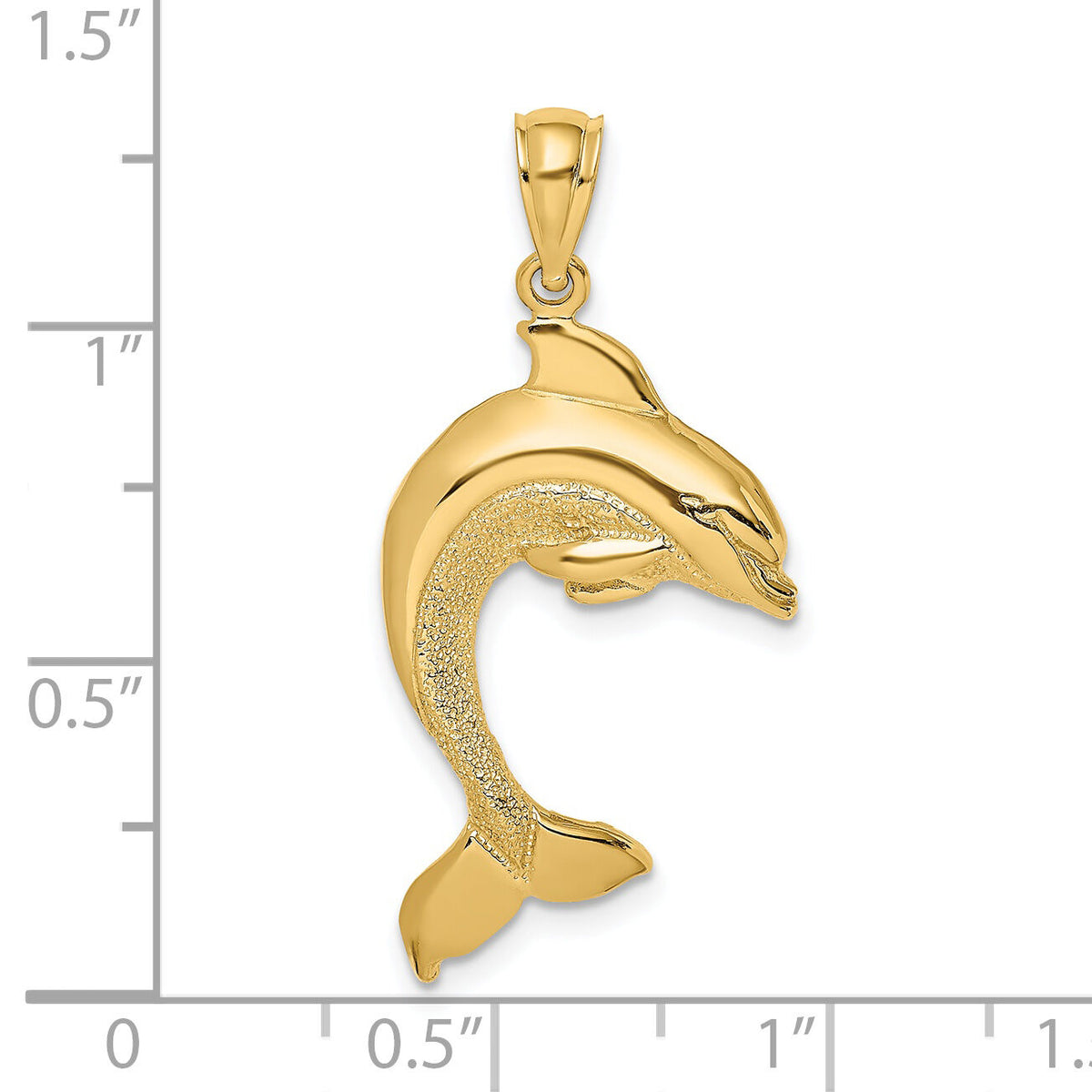 14K 2-D Polished Dolphin Jumping Charm-K7418