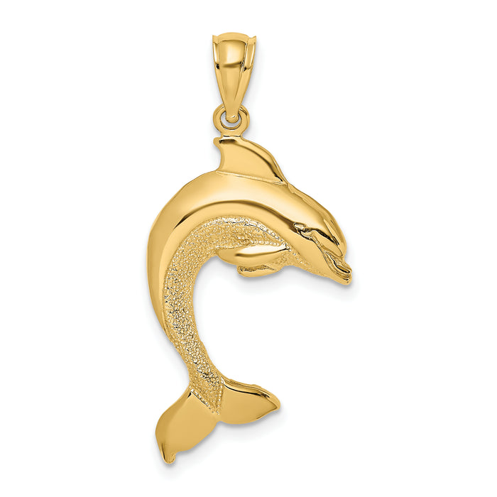 14K 2-D Polished Dolphin Jumping Charm-K7418