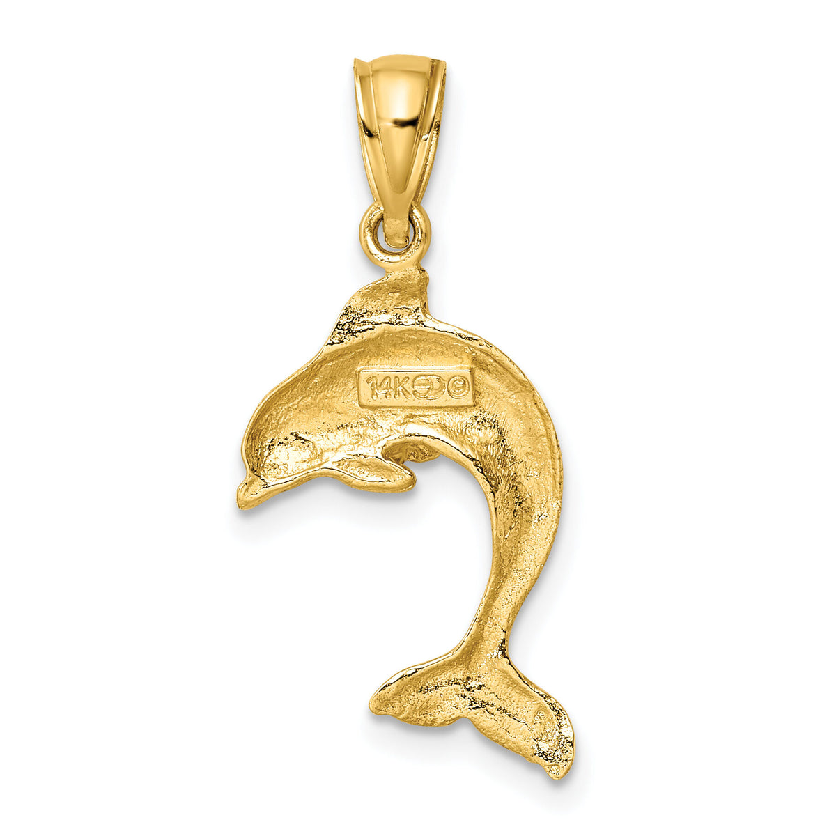 14K 2-D Polished Dolphin Jumping Charm-K7419