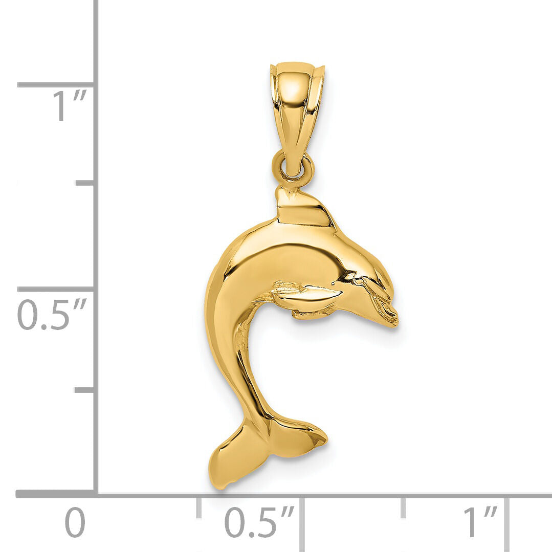 14K 2-D Polished Dolphin Jumping Charm-K7419