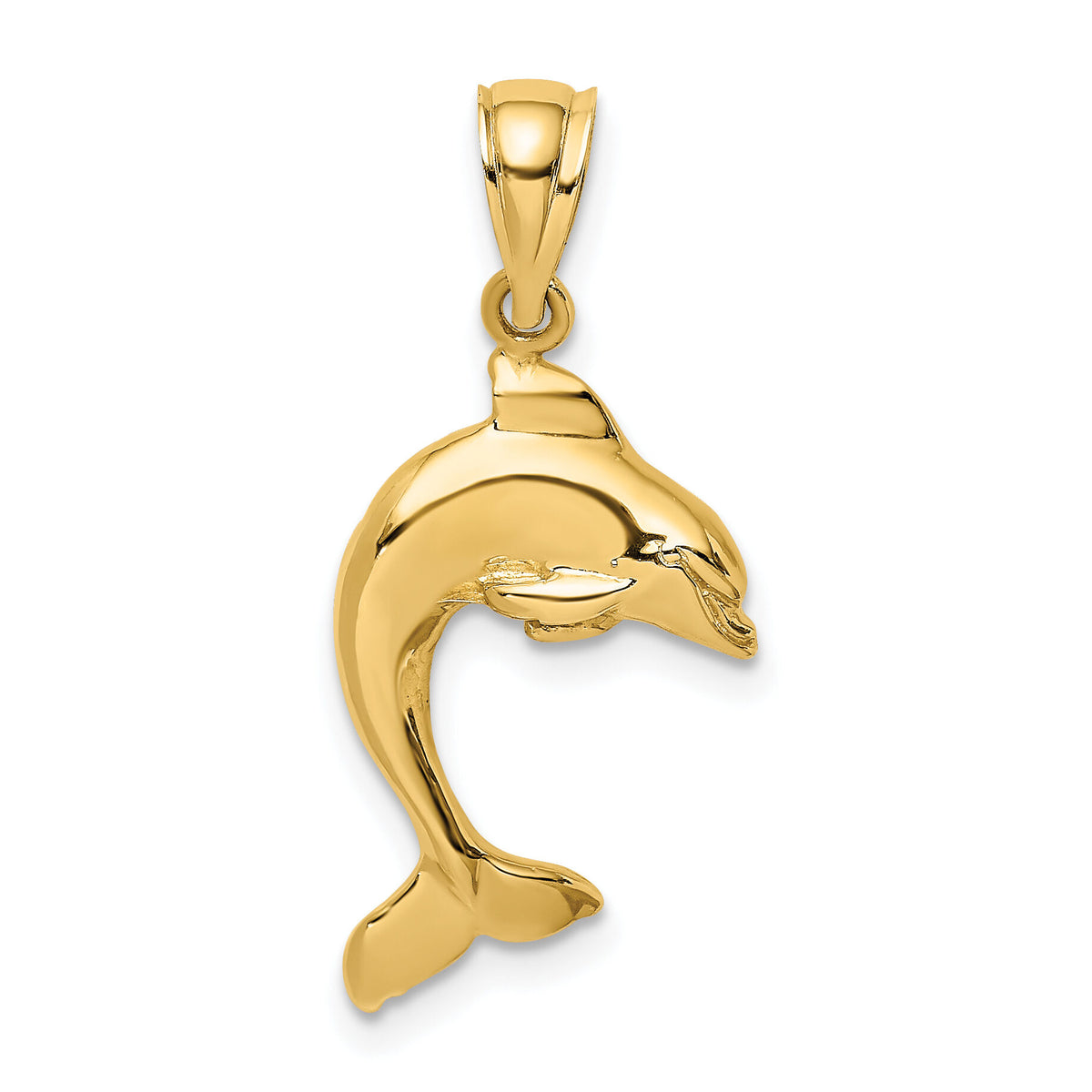 14K 2-D Polished Dolphin Jumping Charm-K7419