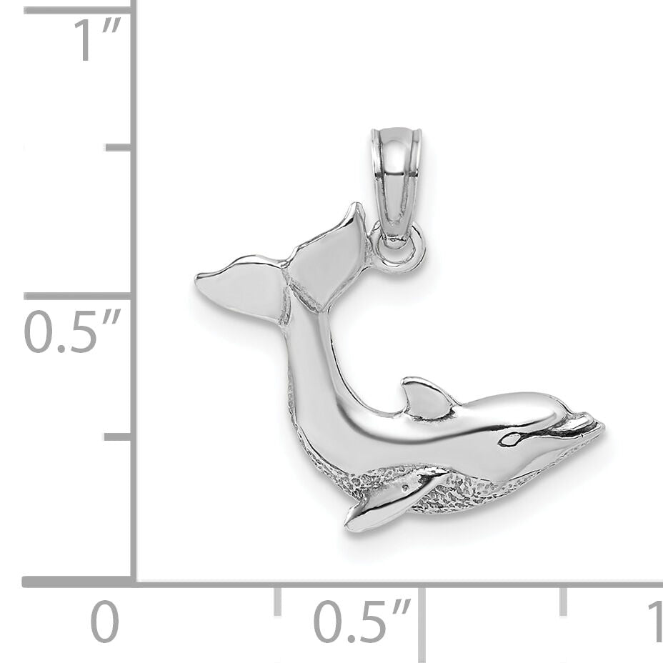 14K White Gold Jumping Dolphin Charm-K7421W
