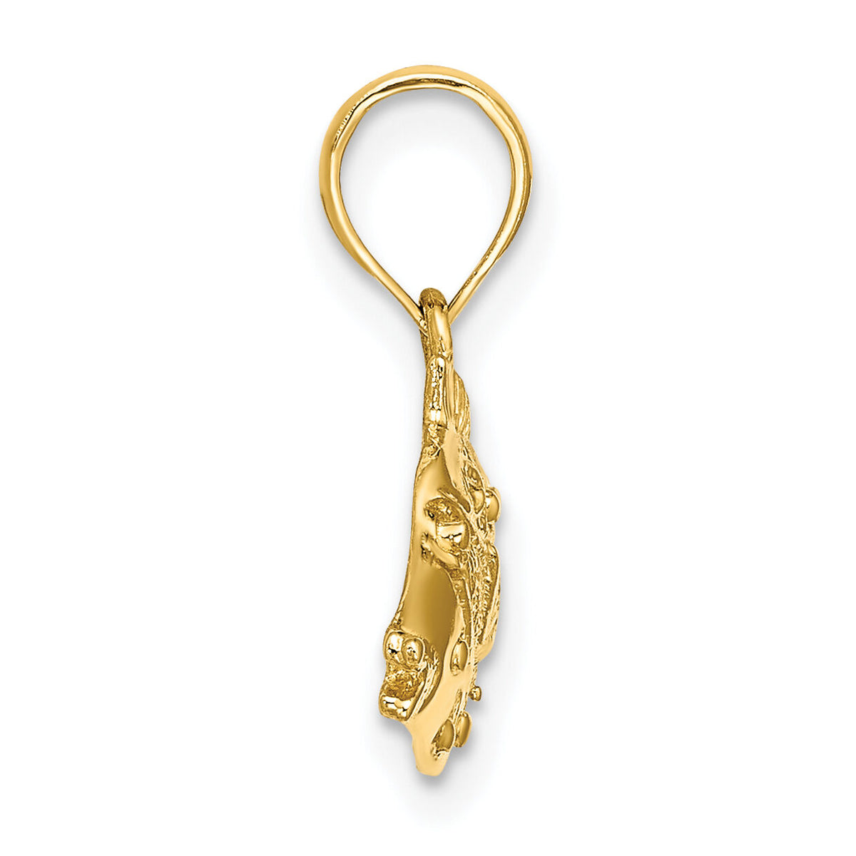 14K 2-D Polished  Engraved Fish Charm-K7422