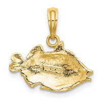 14K 2-D Polished  Engraved Fish Charm-K7422