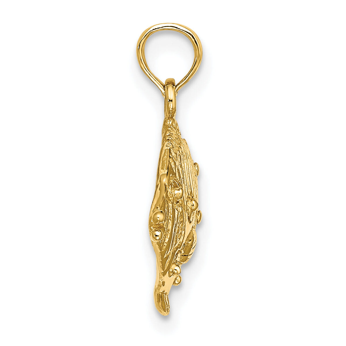 14K 2-D Polished Engraved Fish Charm-K7423