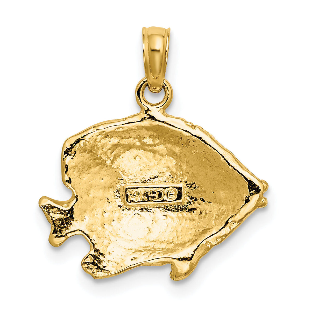 14K 2-D Polished Engraved Fish Charm-K7423