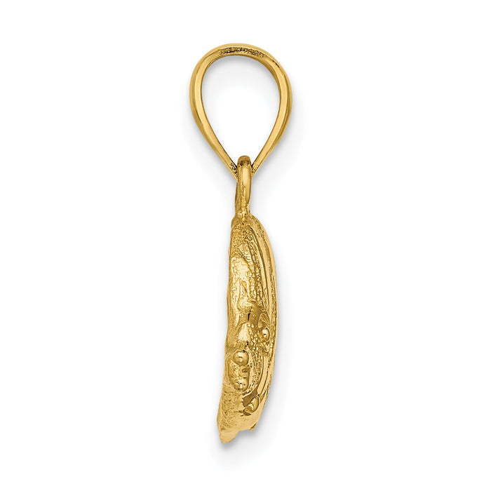 14K 2-D Polished Engraved Fish Charm-K7424
