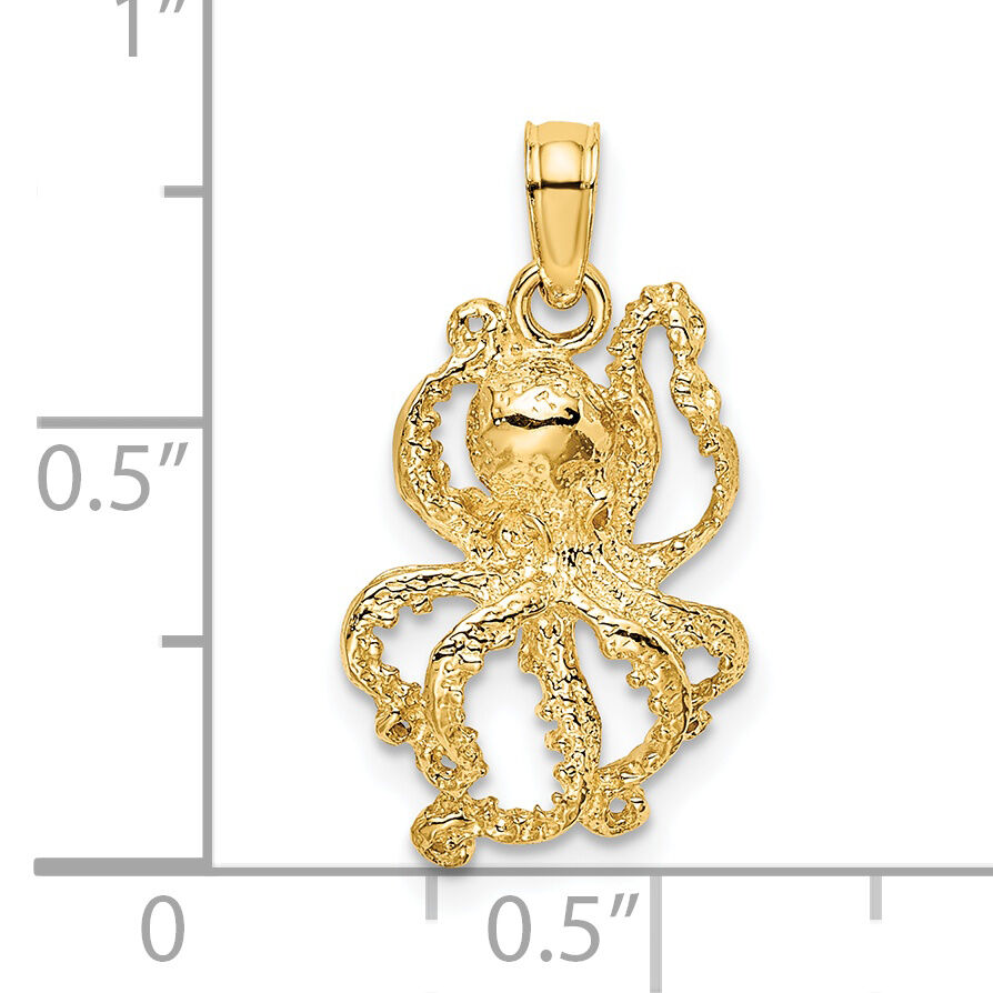 14K Textured Octopus Charm-K7428