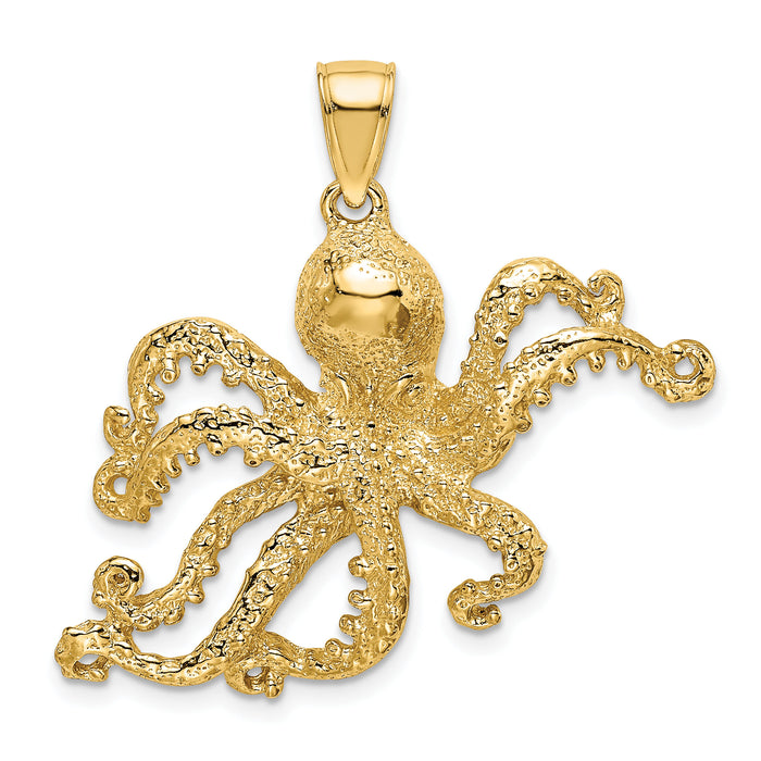 14K Textured Octopus Charm-K7430