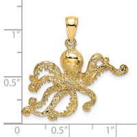 14K Textured Octopus Charm-K7431
