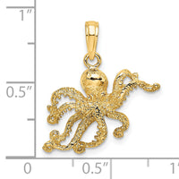 14K Textured Octopus Charm-K7432