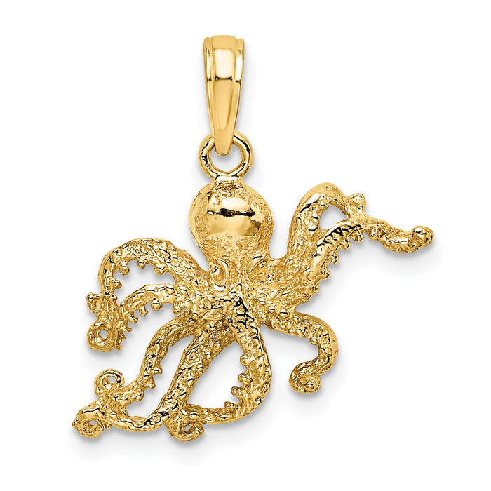 14K Textured Octopus Charm-K7432
