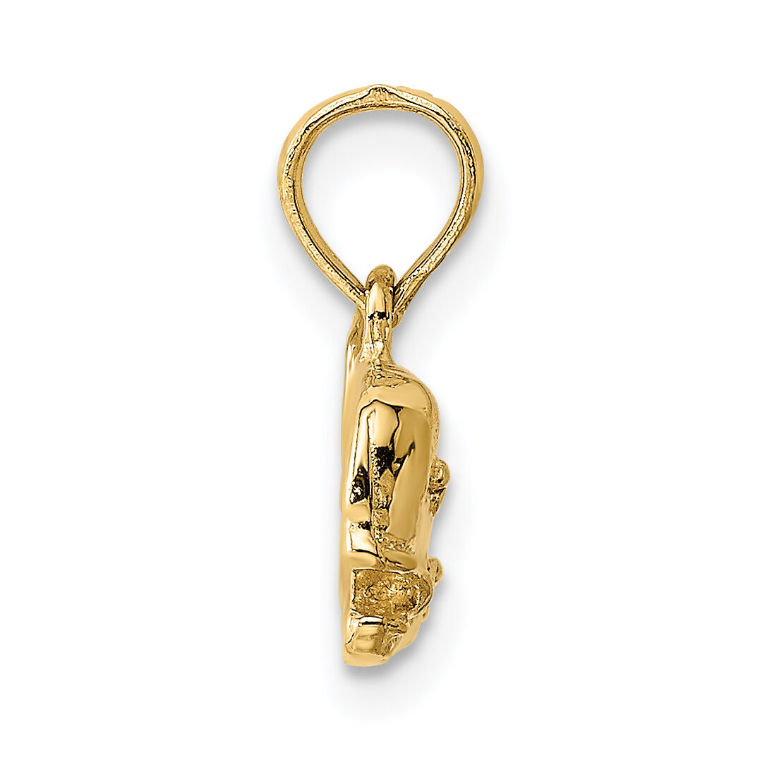 14K 2-D Textured Whale Charm-K7434