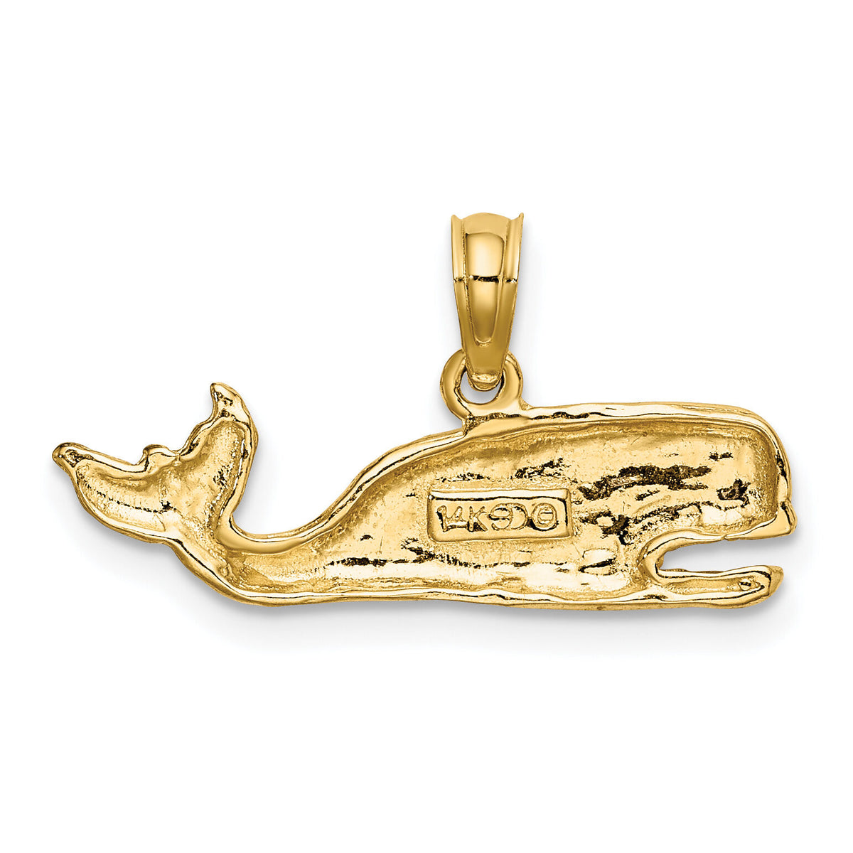 14K 2-D Textured Whale Charm-K7434
