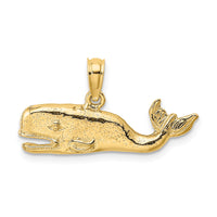 14K 2-D Textured Whale Charm-K7434