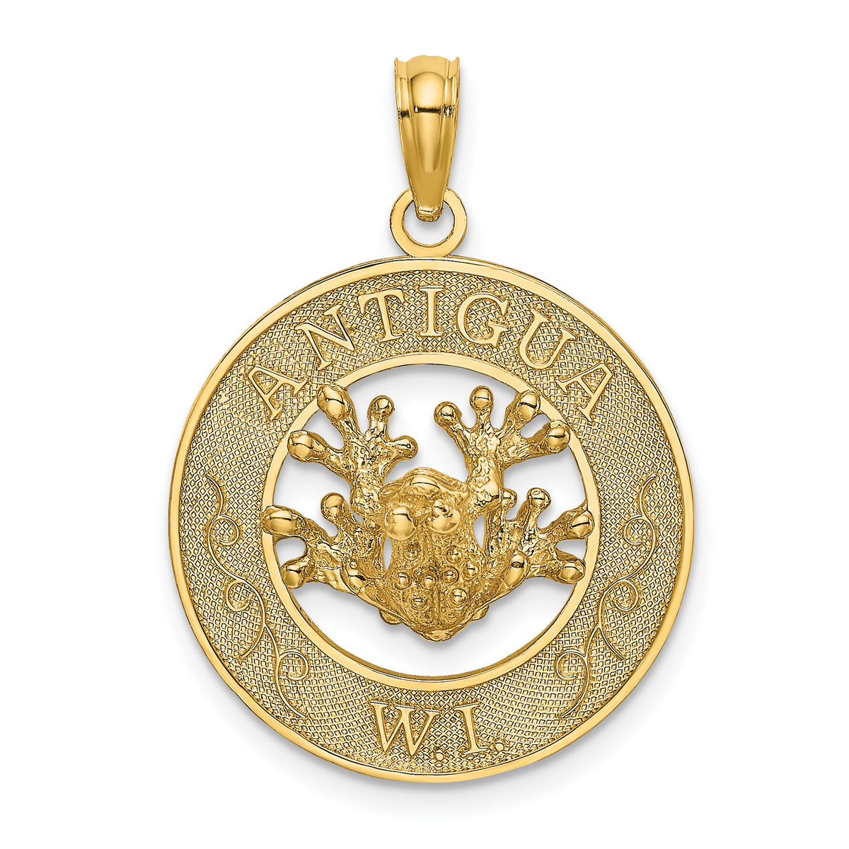 14K ANTIGUA, W.I. Circle w/ Frog Charm-K7436