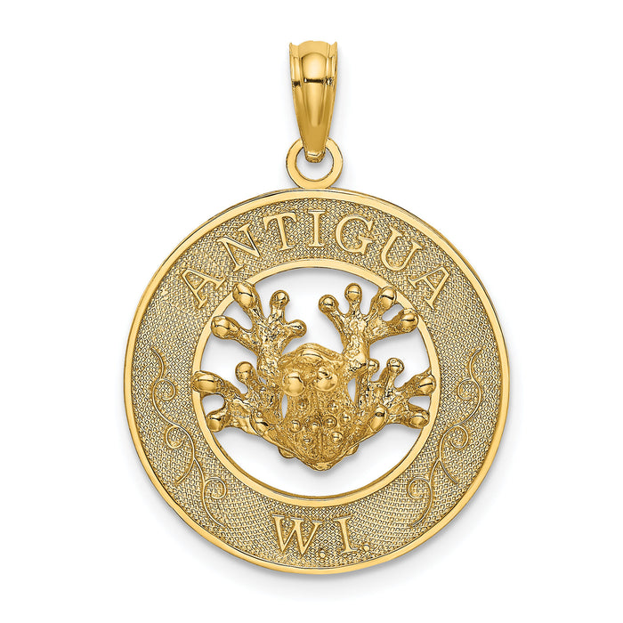 14K ANTIGUA, W.I. Circle w/ Frog Charm-K7436