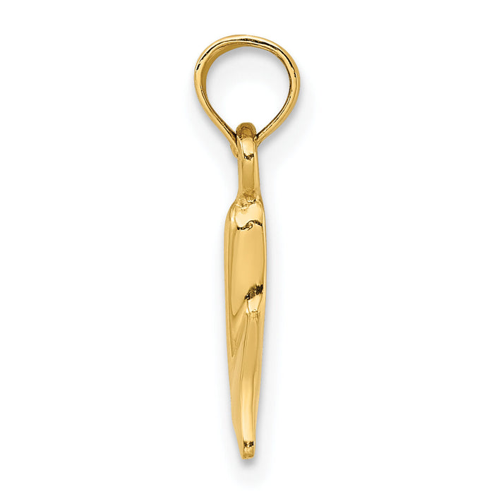 14K Polished Small Whale Tail Charm-K7438