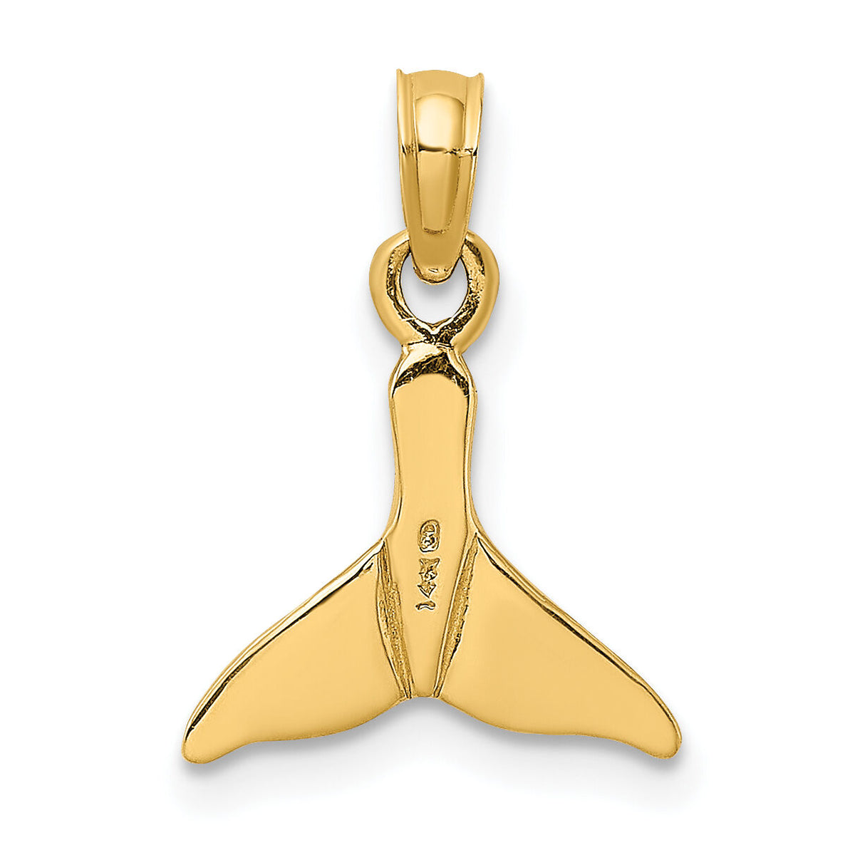 14K Polished Small Whale Tail Charm-K7438